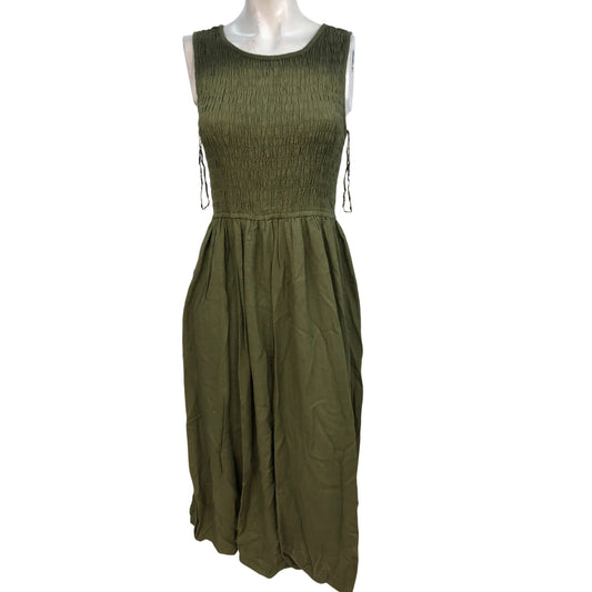 River Island Khaki Summer Safari Dress UK10 Women's Sleeveless Casual Style