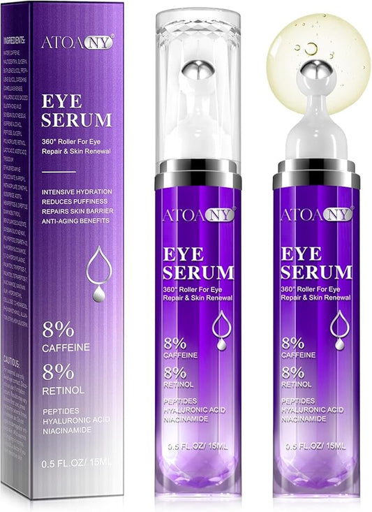 Eye Serum With Roller Ball 360° Roller For Eye Massage Retinol & Hyaluronic Acid