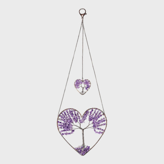 Jovivi Amethyst Crystal Hanging Tree of Life Ornament