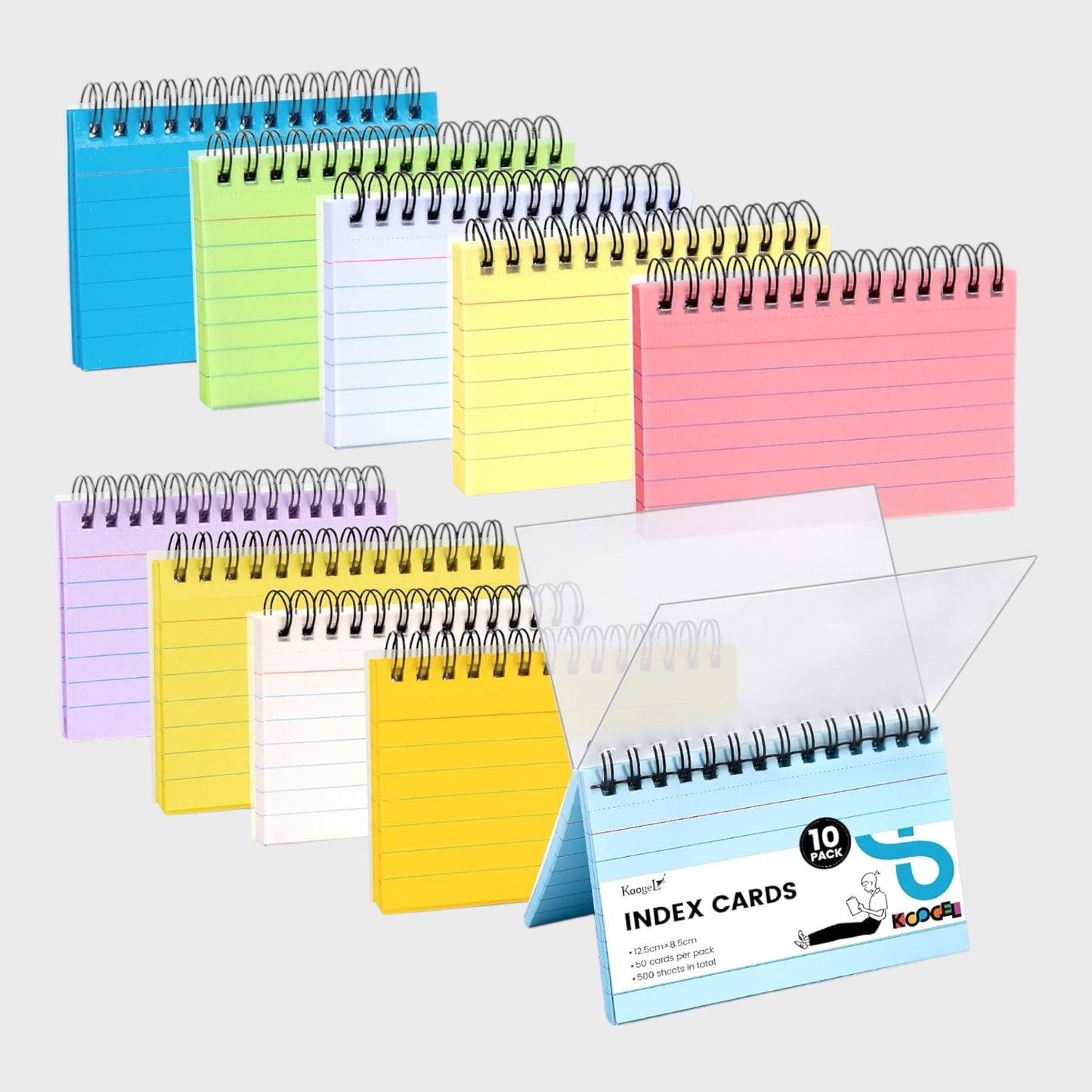 Koogel 10 Packs Index Cards - 500 Flash Cards