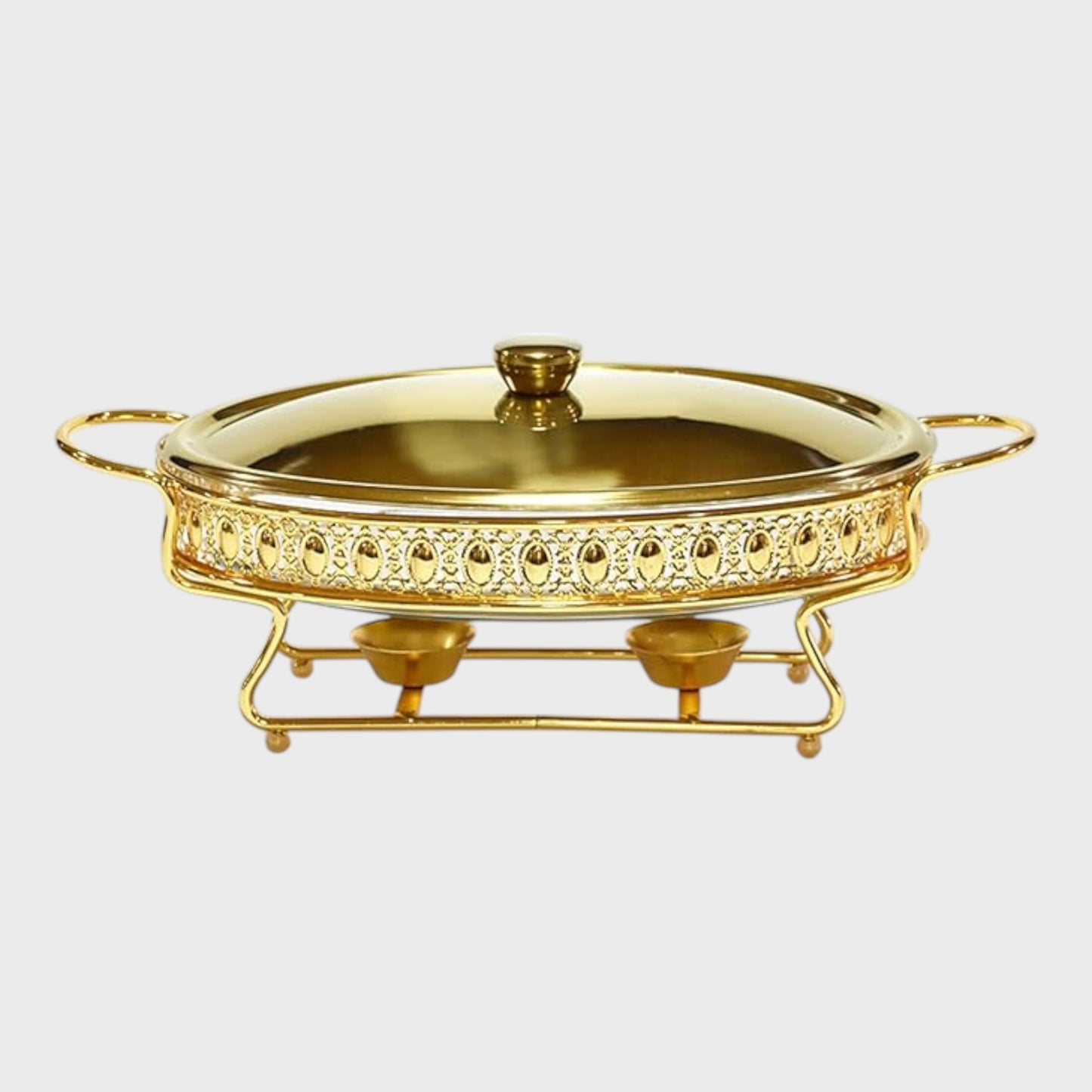 Buffet Chafing Dish Alcohol Stove with Glass Tray - Gold - 1.5 Litre