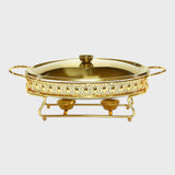 Buffet Chafing Dish Alcohol Stove with Glass Tray - Gold - 1.5 Litre