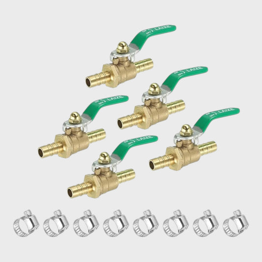 3/8" Brass Ball Shut-Off Valve 90 Degree - Set of 5