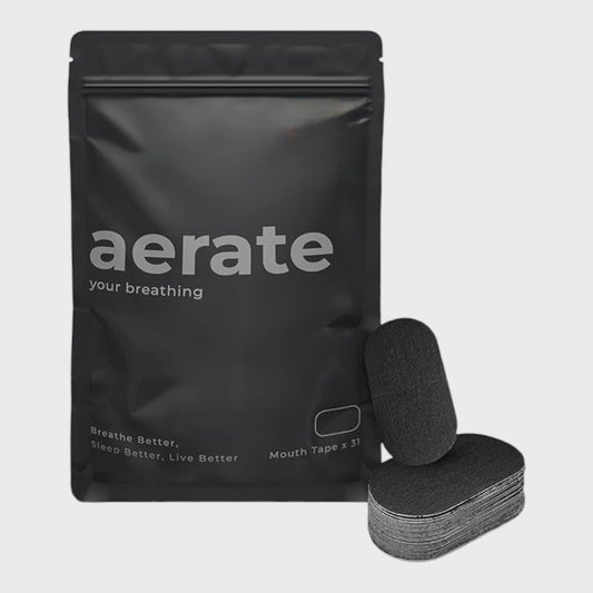 Aerate Your Breathing Mouth Tape for Snoring - 31 Pieces - Black