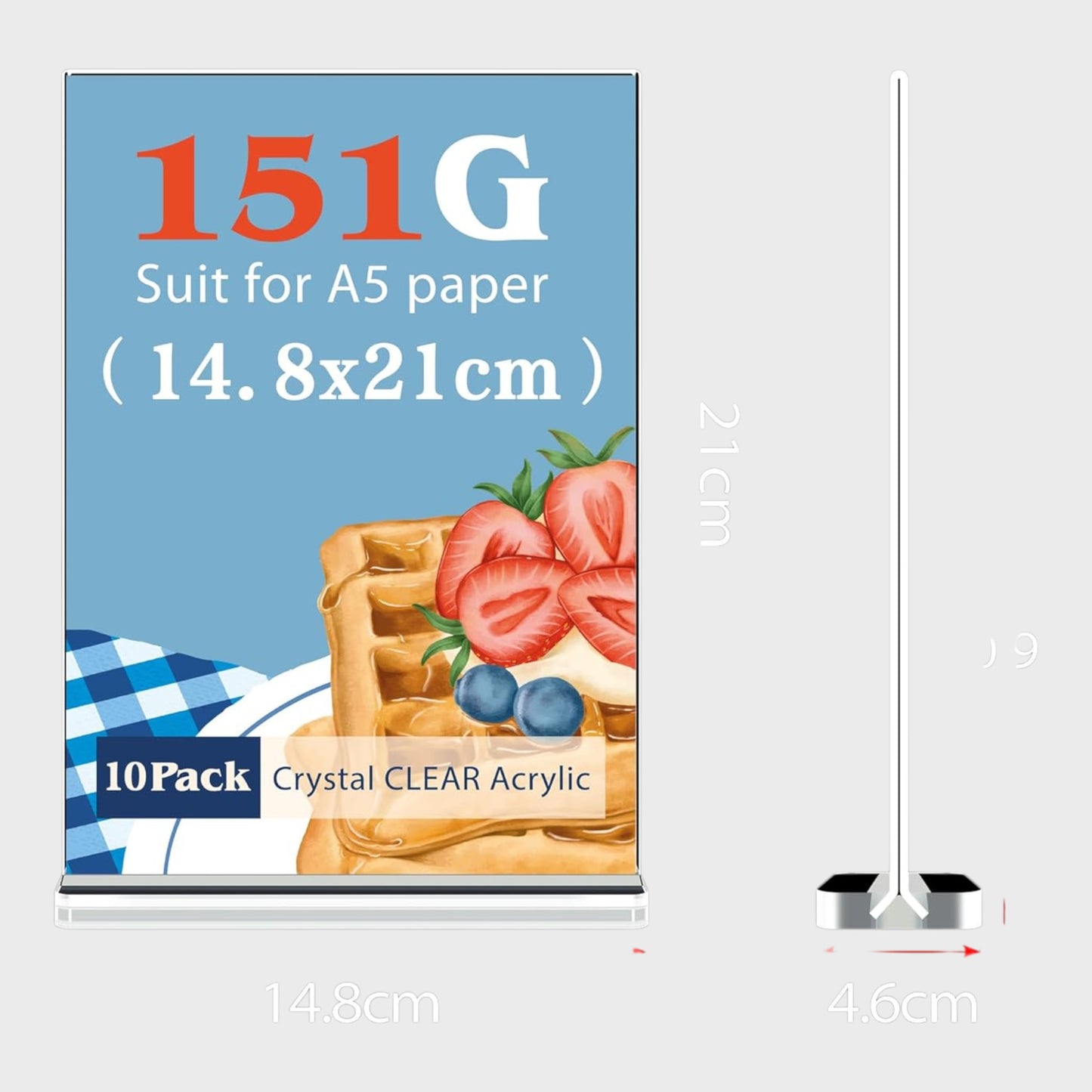 A5 Double Sided Acrylic Display Stand Sign Holder - Pack of 10