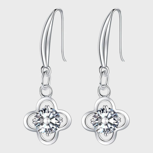 925 Sterling Silver Clover Drop Earrings
