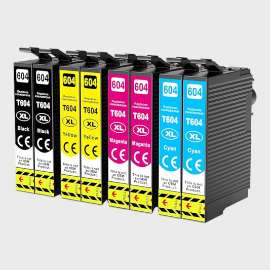 604XL Ink Cartridges - Magenta/Cyan/Yellow/Black - Set of 8