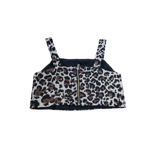 River Island Girls Crop Top Age 11 Leopard Print Adjustable Straps Party Wear