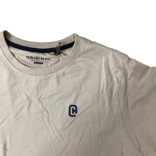 Original Crosshatch XL Men's T-Shirt Beige Short Sleeve Cotton
