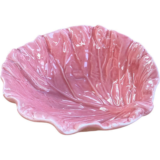 Pink Cabbage Leaf Shaped Ceramic Dish