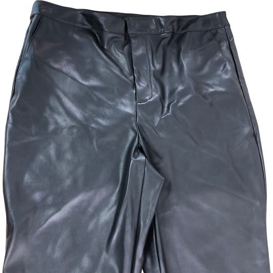 River Island Black Flared Trousers UK18 Women's Faux Leather High Waist