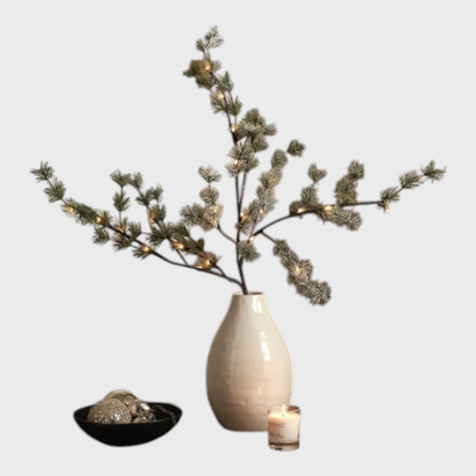 Branded Artificial Frosted Pine Pre-Lit Twig Branch Decorative Christmas Décor