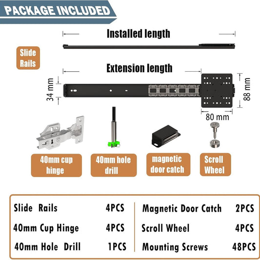 Pocket Door Slide Kit For Inset Doors Complete Hardware Set Up To 26" (CDS1604)
