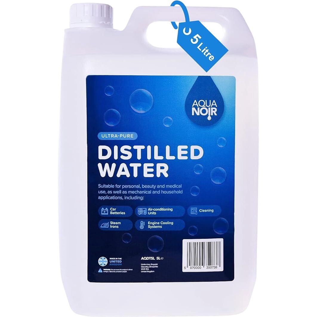 Aqua Noir Ultra Pure Distilled Water 5 Litre Household Uses Cleaning Medical