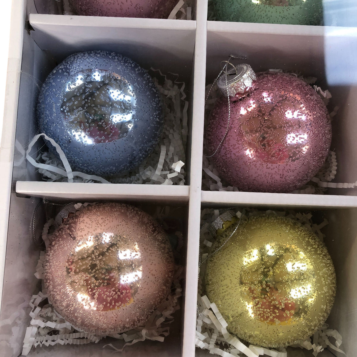 9 Glass Baubles Set Multicoloured Decorative Christmas Ornaments