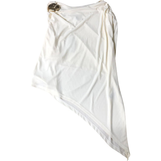River Island Cream Asymmetric Top Size S Women's Gold Shell Detail