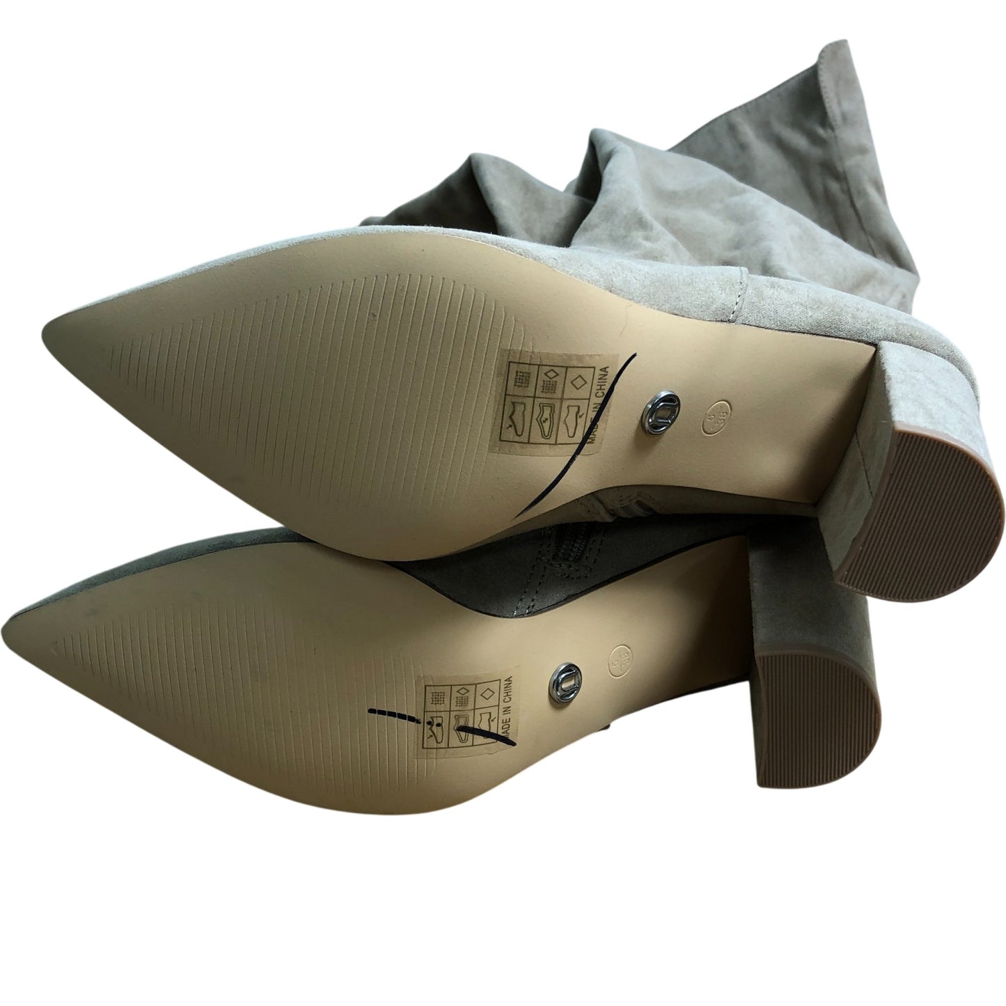 Novo Elegant Women's Heeled Knee High Boots Size UK5 Taupe Block Heel