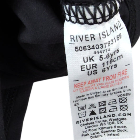 River Island Cheer Academy Long Sleeve Bodysuit 5-6 Years Girls Black Stars