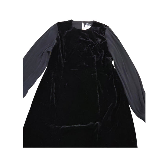 Long Sleeve Black Velvet Dress UK18 Women's Elegant Evening Wear