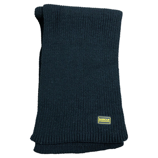 Barbour International One Size Mens Black Knit Scarf Warm Winter Accessory