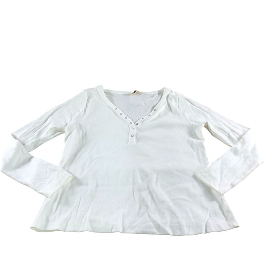 River Island Women's Long Sleeve Henley Top XL White Lightweight Casual