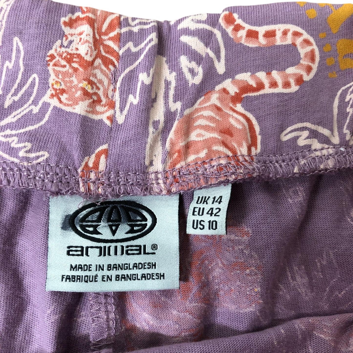 Animal Purple Tiger Print Pyjama Shorts Organic Cotton Size 14
