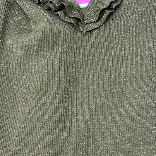 River Island V Neck Frill Strap Top UK Size M Women's Olive Green