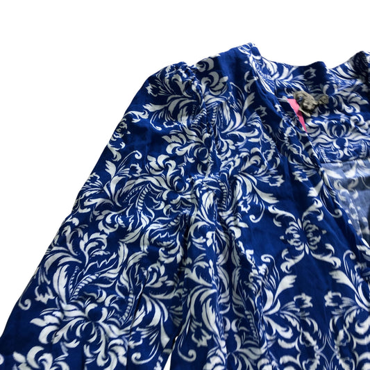 River Island Floral Dress UK16 Women's Blue White Viscose Linen Long Sleeve