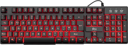 Rii Gaming Keyboard RK100 Light Up Keyboard Mechanical Keyboard Red/Purple/Blue