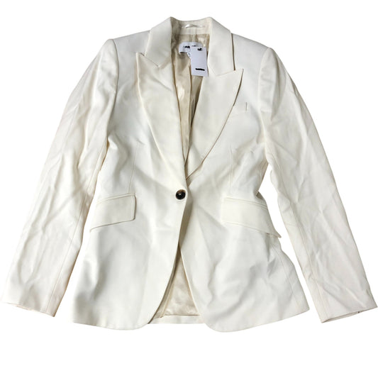 Women's Blazer Jacket UK Size 6 Cream Tailored Fit Viscose Polyester