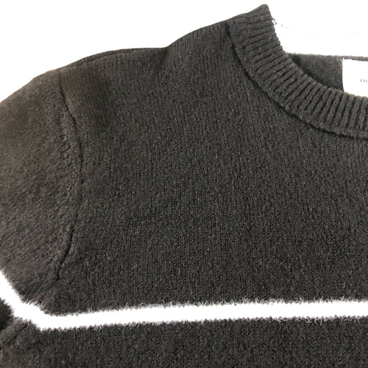 River Island Striped Sweater UK M Men's Black White Knit Crew Neck Jumper