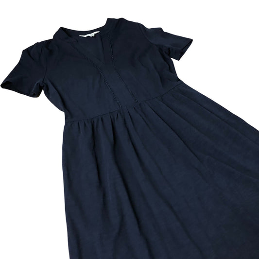 Short Sleeve Midi Dress Women's Casual Cotton Navy Blue UK6