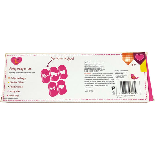 Luvley Funky Stamper Set Nail Art Kit Includes 5 Nail Varnishes Ages 6 Plus