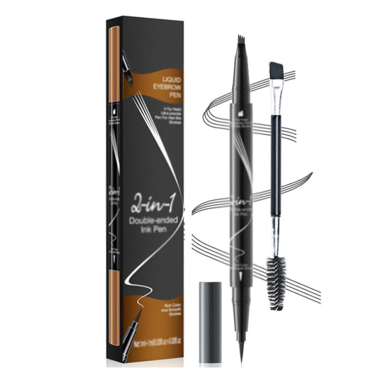 HelloKiss 2-in-1 Double-ended Ink Pen Liquid Eyebrow Pen Rich Colour 03 Grey