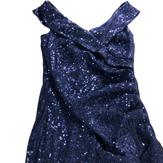 Sequin Evening Dress UK Size 10 Women's Navy Blue Party Wear Gown