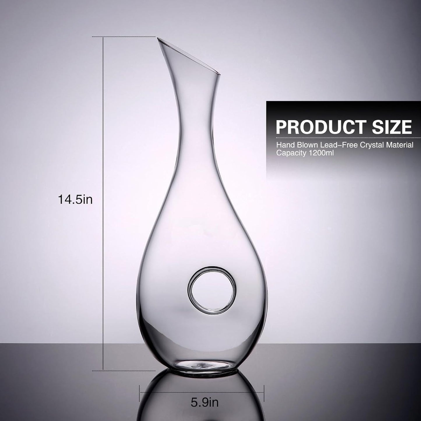 Wine Decanter Elegant Glass Carafe 1.2L Home Beverage Accessory