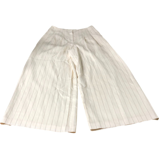 Branded Cream Pinstripe Wide Leg Trousers - Size 16