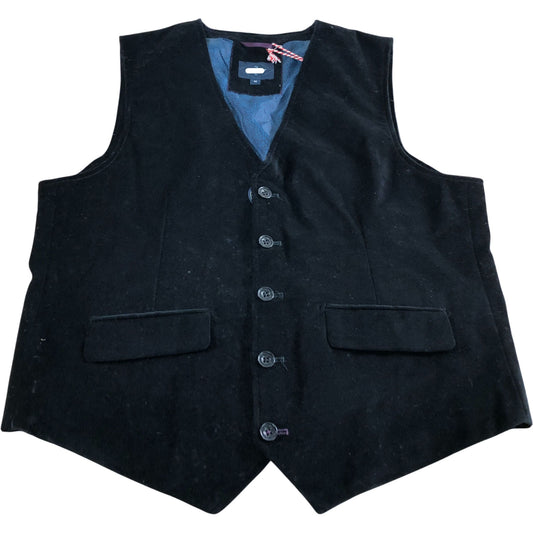 Velvet Waistcoat Size 40 Pure Black Men's