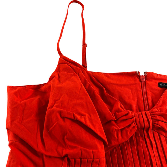 River Island Summer Top UK18 Women's Orange Bow Detail Pleated Sleeveless
