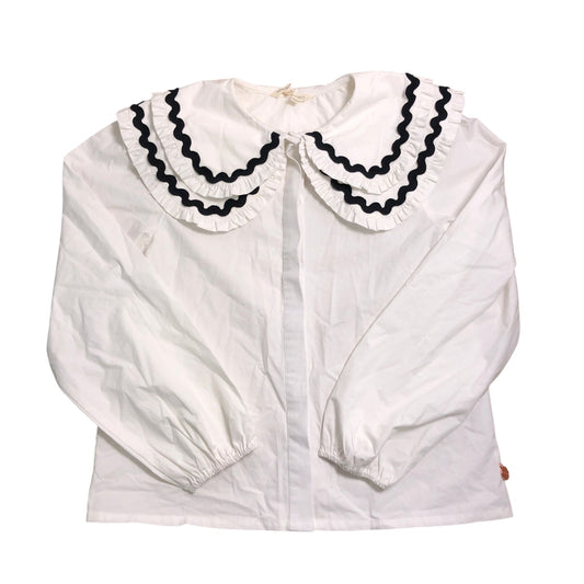 Angel and Rocket Girls White Blouse Size 10Y Ruffle Collar 100 Cotton Fashion