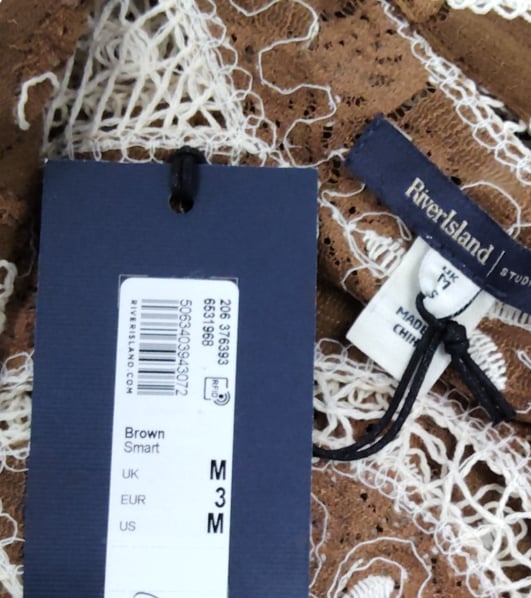 River Island Men'S Short Sleeve Brown Casual Shirt Size M Floral Pattern