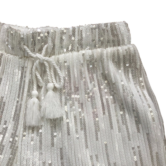 Sequin Shorts UK Size 8 Women's White Tassel Detail Party Wear