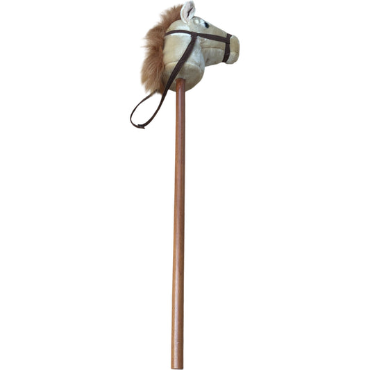 Brown Plush Hobby Horse Riding Stick Horse with Brown Mane