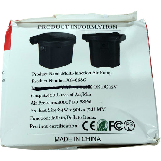 XG-668C Two Way Electric Air Pump Inflator Deflator High Volume Quiet Operation