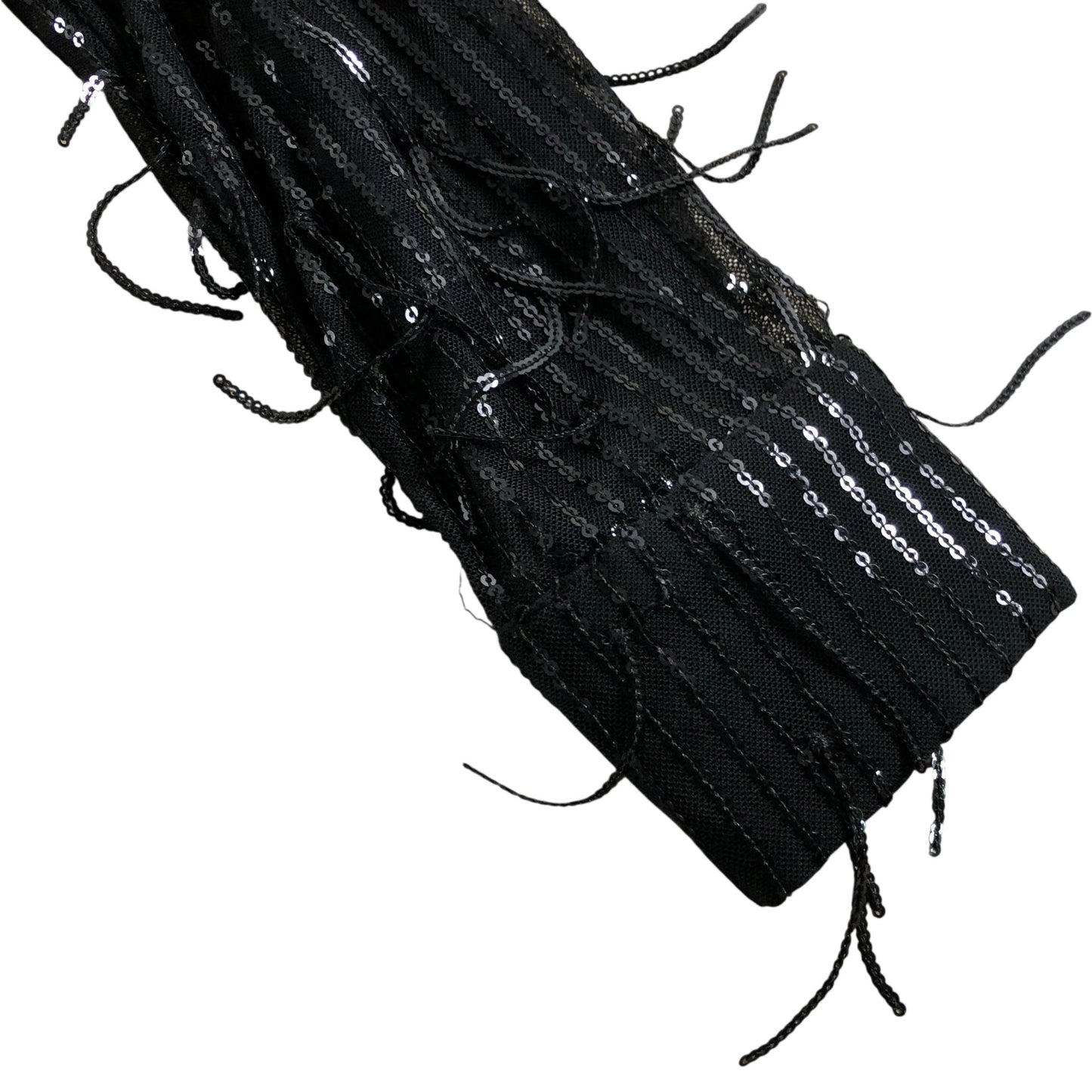 River Island Black Long Sleeve Sequin Fringe Shirt UK16 Women's
