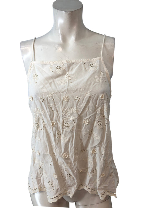 River Island Studios Relaxed Camisole Top 8 Women's Embroidered Cream Spaghett