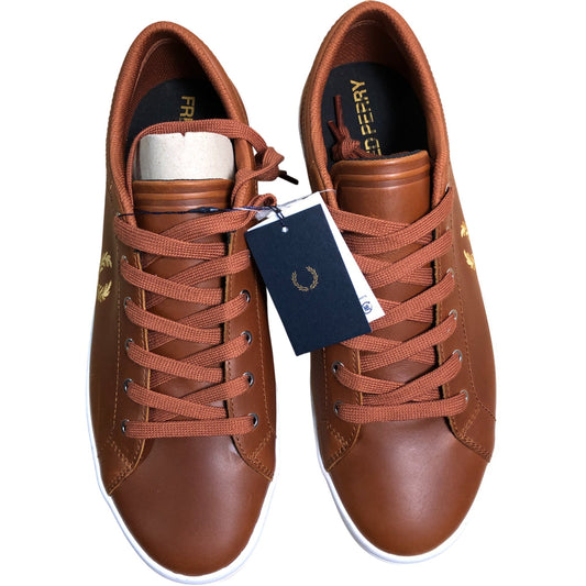 Fred Perry Baseline Leather Trainers UK11 Men's Brown Casual Shoes New with Tags