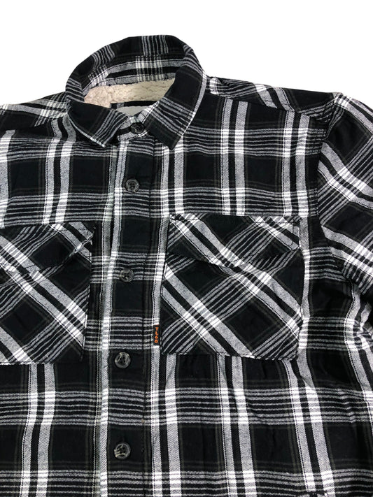 TOKYO LAUNDRY Men's Flannel Shirt Size M Black White Check Long Sleeve Top
