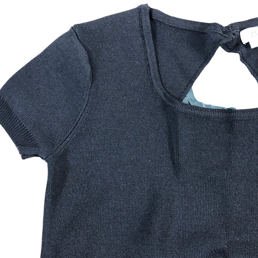 RIVER ISLAND Girls Short Sleeve Black Top UK9-10 Years Elegant Embroidered Hem