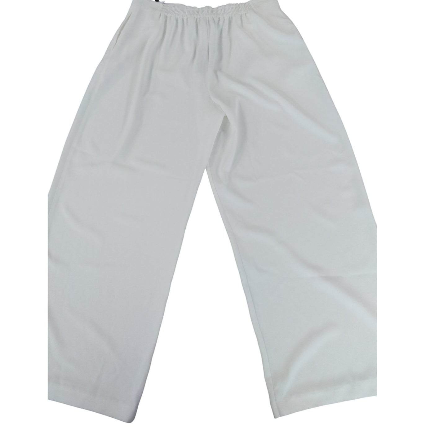 River Island Trousers UK 16R Women's Plain White Stretch Wide Leg